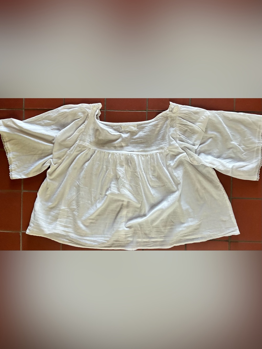 Natural life White Peasant Prettiest Cotton Lace Blouse XL Boho - Picture 6 of 8
